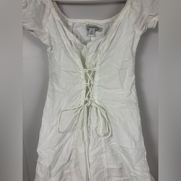 Urban Outfitters White Heidi Corset Flowy Mini Dress Medium Boho Fairy Cottage - Picture 4 of 11